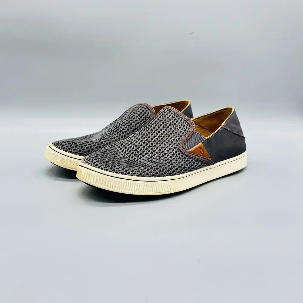 OluKai Shoes Womens 7.5 Gray Mesh Pehuea Slip On Walking Sneakers Comfort Casual